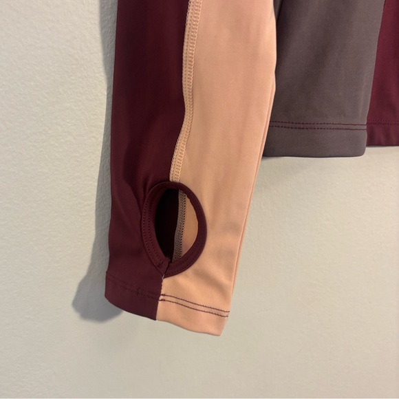 NWOT Gymshark Illusion Long Sleeve Top Dark Ruby/Blush Nude/Slate Lavender - Picture 6 of 9